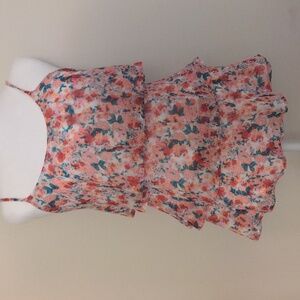 Candies Floral Layered Women's Top Tank Blouse Pink Size Small